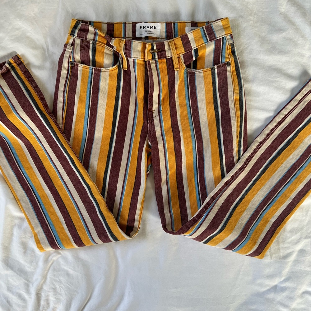 Frame striped ankle jeans.  Size 25.  Great condition.